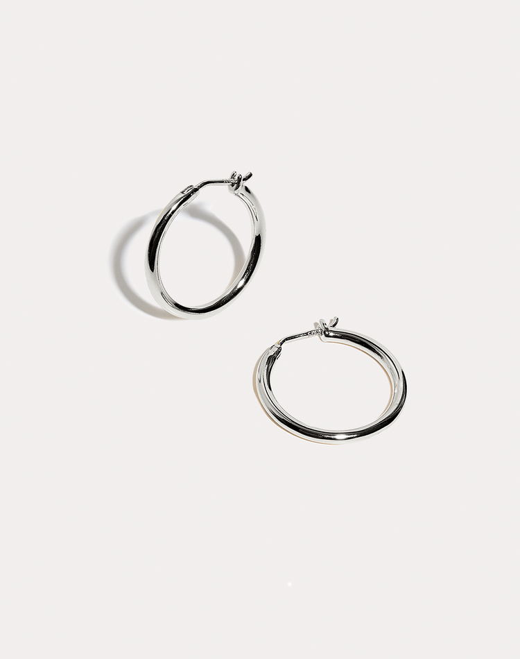 Midi Silver Hoop Earrings